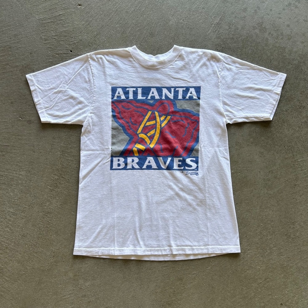 Vintage 90s Atlanta Braves Shirt YOUTH Medium White 1996 MLB Baseball